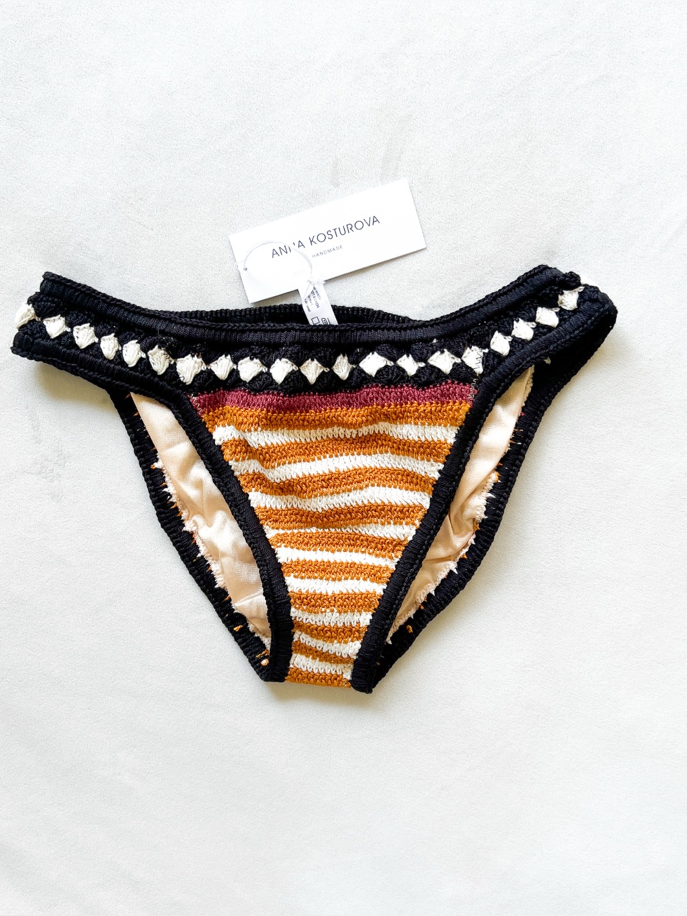 ANNA KOSTUROVA Handmade Striped Crochet Bikini Bottom in Multi-Color - Medium